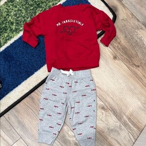Carter's Red Sweatshirt & Gray Heart Joggers Set